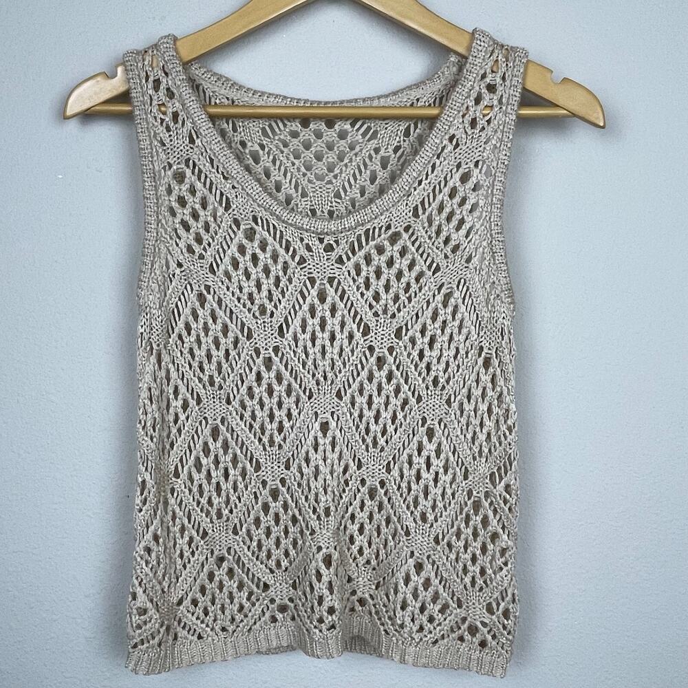 Bohemian Y2K Open Net Crochet Top Festival Hippie‎ Size Small – 100% Polyester